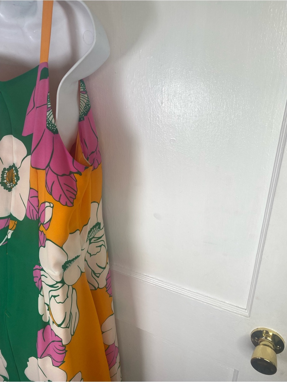 Maggy London Green Floral Maxi Dress with Orange Straps - Picture 9 of 12